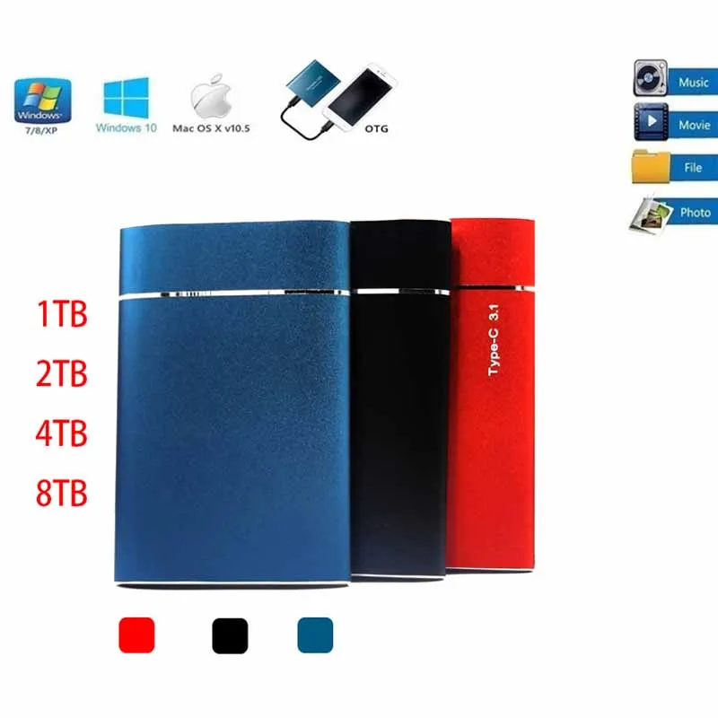 

Новинка 2022 высокоскоростной 4 ТБ SSD мобильный твердотельный жесткий диск 1 ТБ 2 ТБ 4 ТБ 8 ТБ HDD большая память жесткий диск для ноутбука и настол...