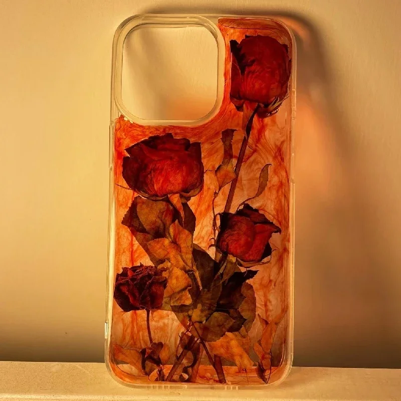 4079 Оригинальный 3D чехол для мобильного телефона ручной работы Алая Роза Темный
