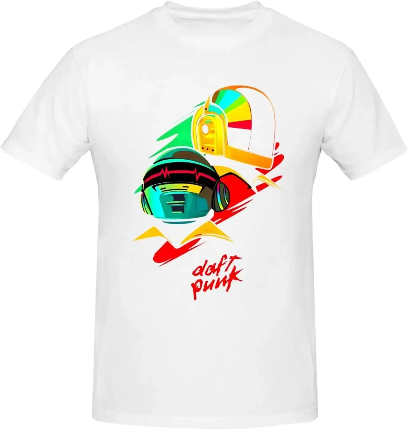 Daft Music and Punk Men's T-Shirt Crewneck Short Sleeve Tee Unisex Casual Printed Tops Shirt Black