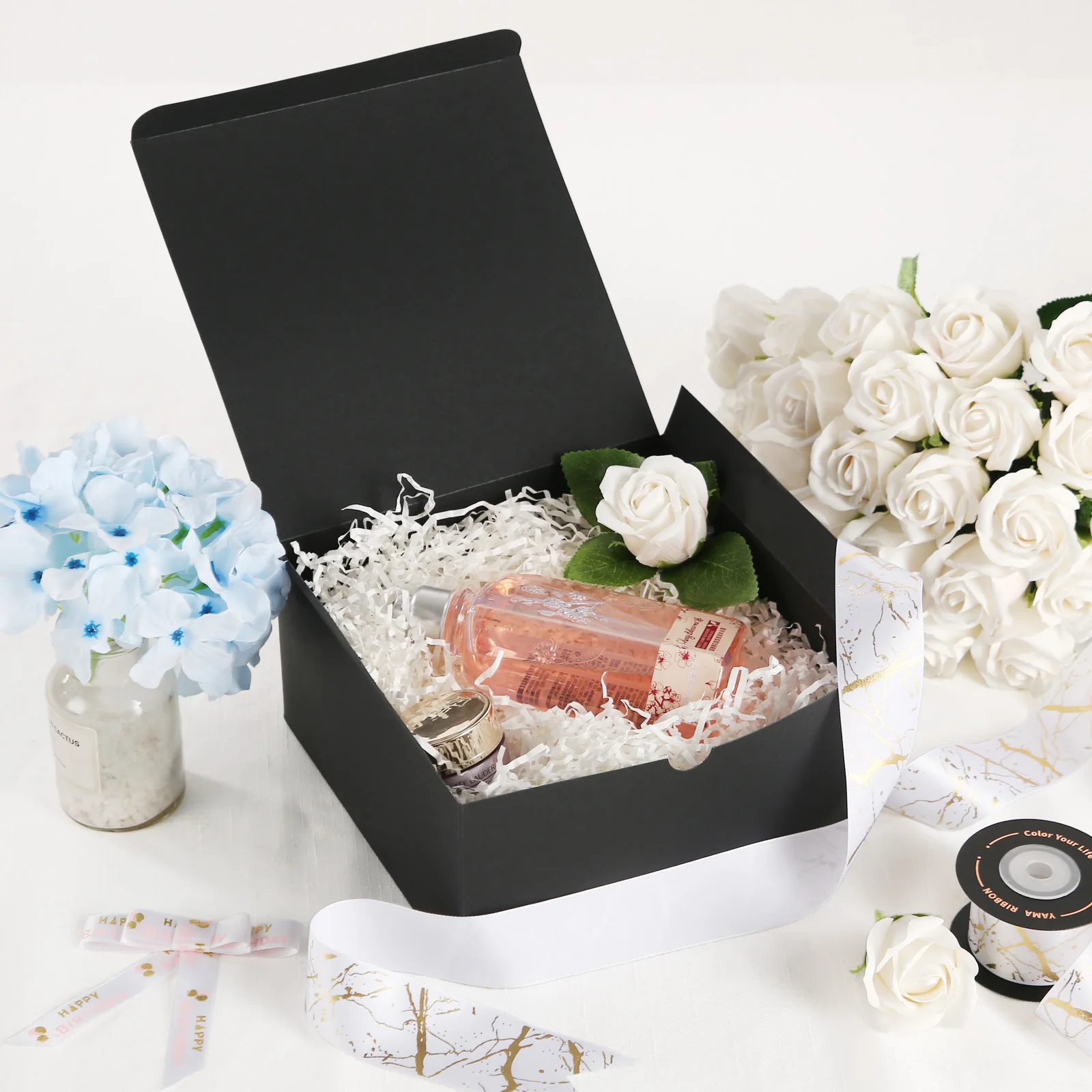 10 подарочных коробок с крышками черная бумажная коробка 8x8x4 дюймов оптом на День