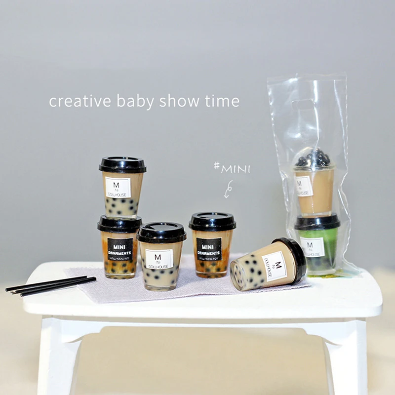 

1:12 Dollhouse Miniature Coffee Drink Cup Fruit Pearl Milk Tea w/Straw DollDecor мини еда для кукол еда для кукол барби