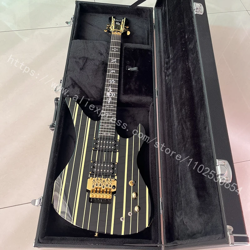 

Famous rocker electric guitar with a shiny black surface, guaranteed quality, professional level, free shipping