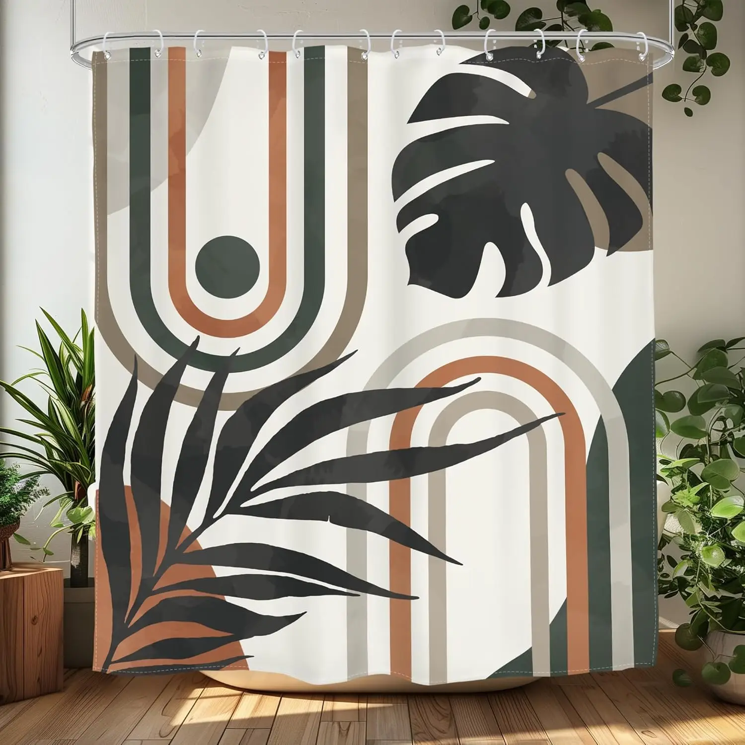 Зелёная абстрактная занавеска для душа