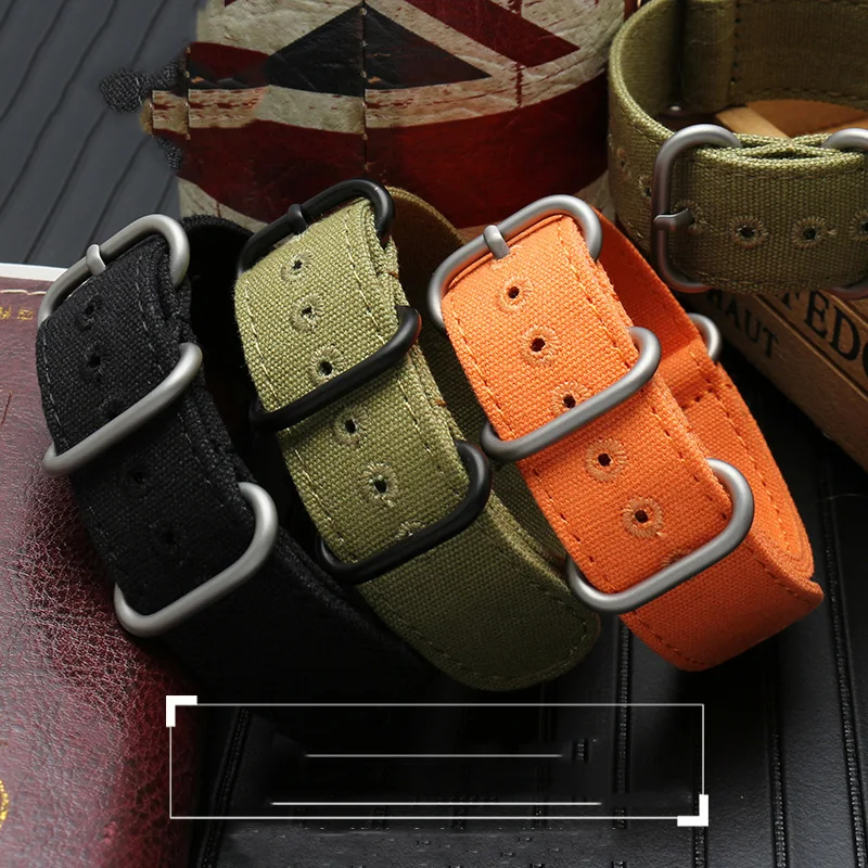 20 22 24 26mm men' Cotton canvas bracelet For any brand ZULU Fabric Military watchband watch Climbing Sports wristband straps enlarge