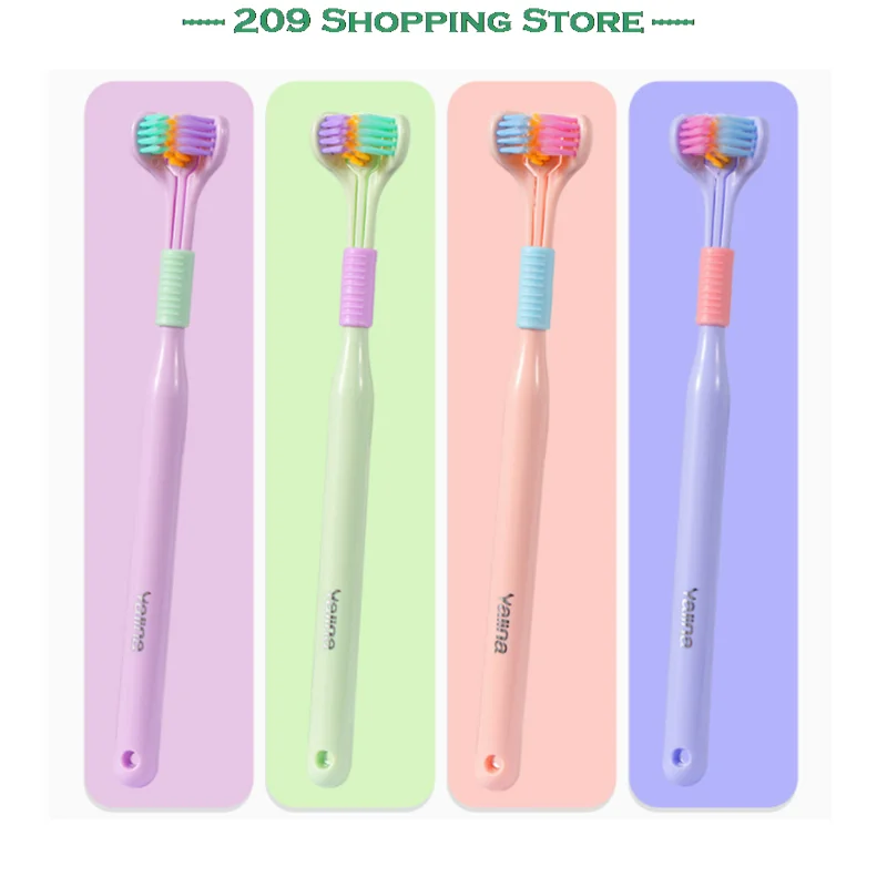 

Three Sided Soft Hair Tooth Toothbrush Ultra Fine Soft Bristle Adult Toothbrush Color Random Oral Care Safety Teeth Brush