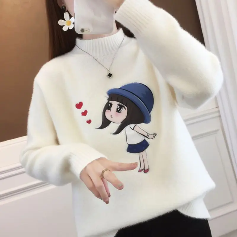 Hikigawa шикарный модный корейский мультфильм девушки норковые свитера Осень Зима