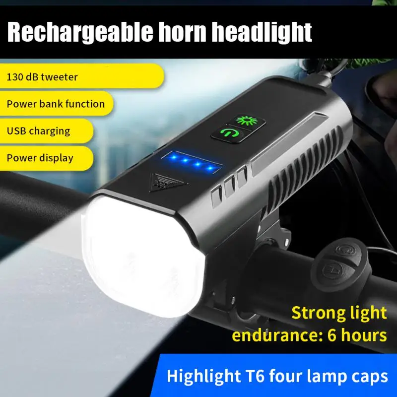 

Bicycle light USB charging horn headlight power display mountain bike night riding lighting ciclismo riding equipment