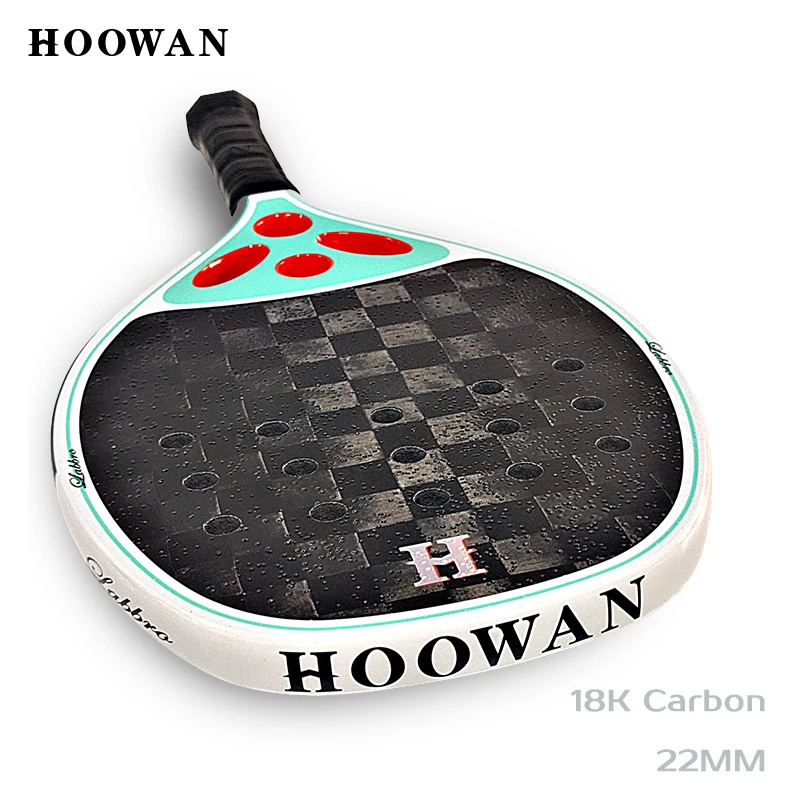 HOOWAN Labbro 18K Carbon Fiber Beach Tennis Racket Professional Beach Tennis Paddle with Soft Black EVA & Great Treatment 330g