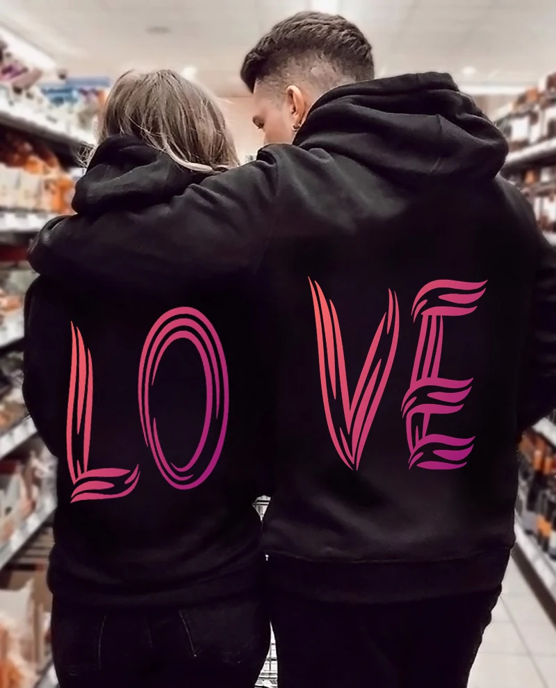 

Толстовки для влюбленных, толстовка с принтом Love Heart Couple, женская мужская одежда с капюшоном, толстовки для женщин и пар