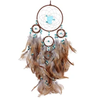 dream catcher five ring feather pendant bohemian style hanging dream catcher childrens outdoor room wall mount