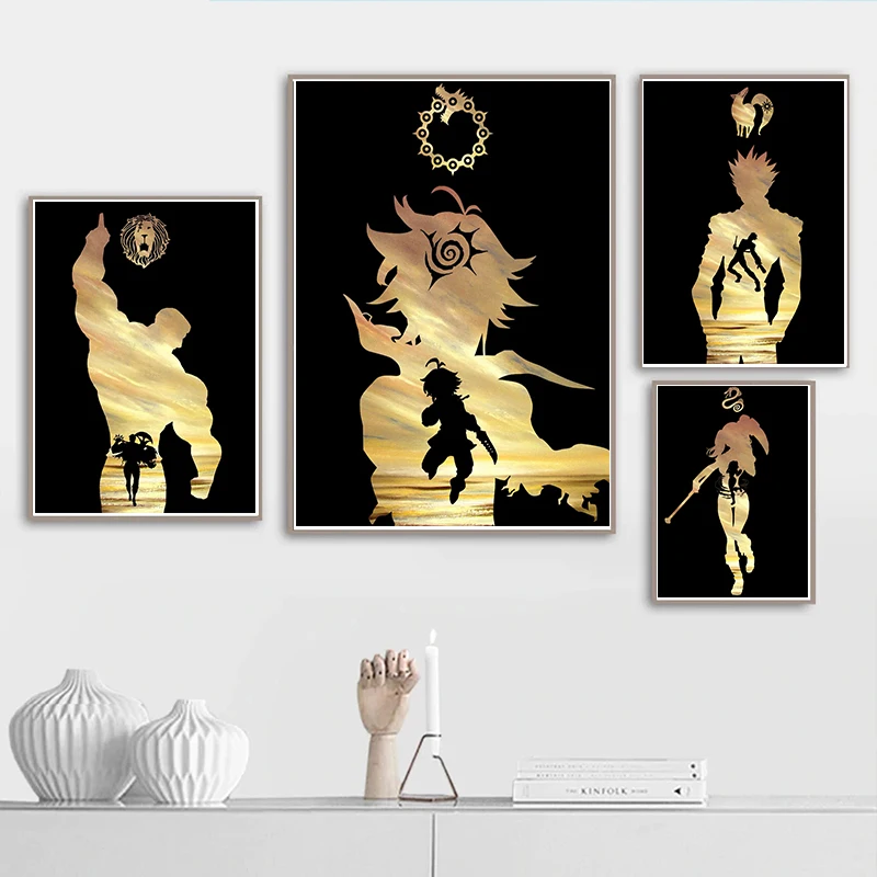 Плакат с аниме-фигуркой семь смертных грехов плакаты эстетический бан/мелиодас