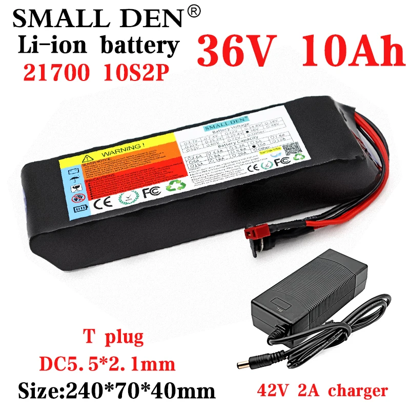 36V 10Ah 21700 Rechargeable Lithium Battery Pack 42V 10S2P 500W Power Modified Bicycle Scooter Electric Vehicle with BMS |