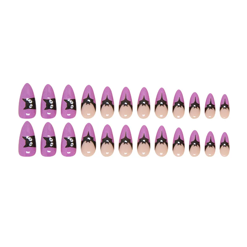 Новинка 2024 искусственные ногти на Хэллоуин фиолетовая летучая мышь съемные