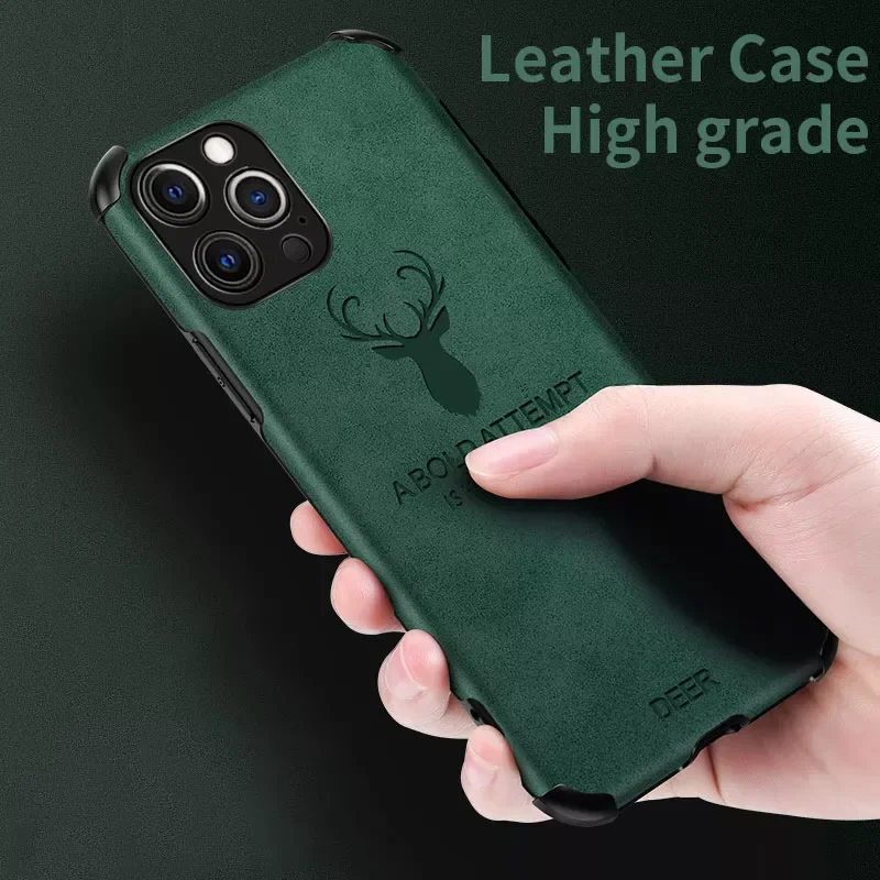 

Fashion Luxury Shockproof Silicone Soft PU Leather Deer Phone Case For iPhone 12 11 Pro Max Mini X XS XR 7 8 Back Cover Fundas