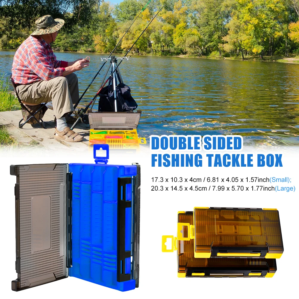 

Double Sided Fishing Tackle Box with Removable Dividers Waterproor Portable Storage Case for Lures Hooks Sinkers Accessories