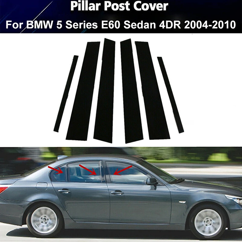 Window Door Trim Cover Stickers Pillar Posts for BMW 5 Series G30 G31 2017-2023 F10 F11 F07 2010-2016 E60 4-door Sedan-2003-2010 images - 6
