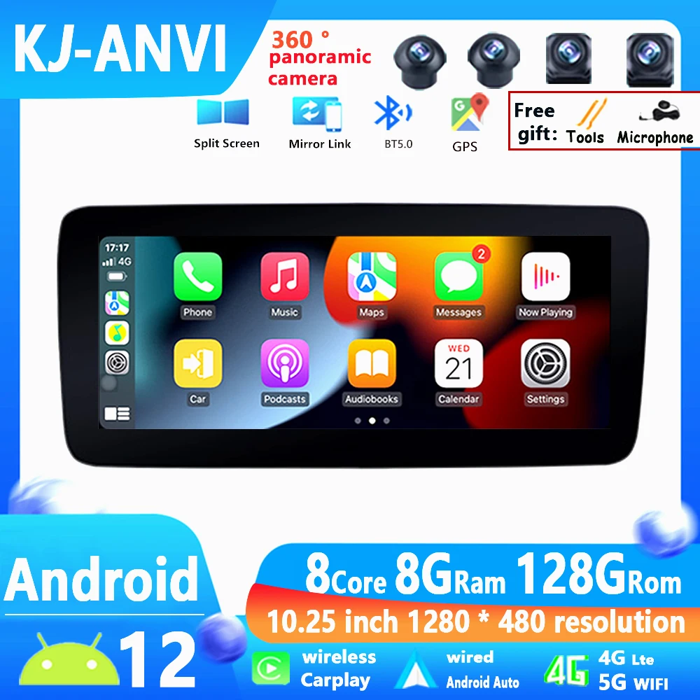 

Android 12 Carplay Stereo Auto IPS For Mercedes Benz C-Class W205 / GLC-Class X253 / V-Class W446 2015 - 2018 GPS Navigation BT