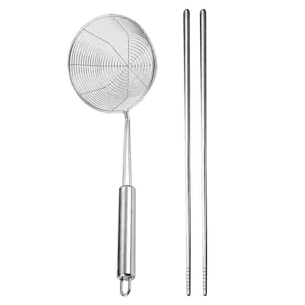 

1 Set Stainless Steel Colander Chopsticks Fry Scoop Spider Strainer Home Supplies
