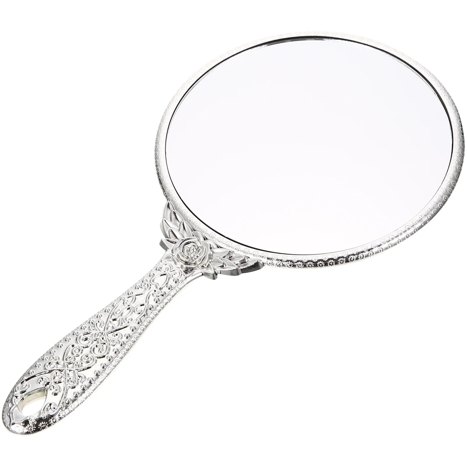

Vintage Handheld Mirror Embossed Flower: Hand Held Decorative Mirrors Mirror with Handle Travel Portable Silver Makeup