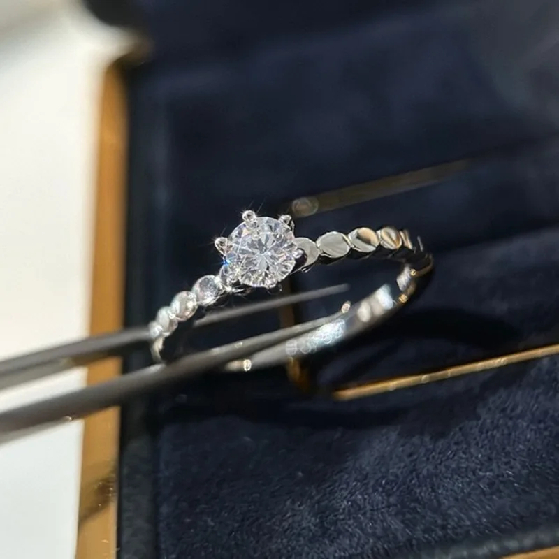 S925Серебряный круглый бриллиант с шестью когтями в европейском и американском