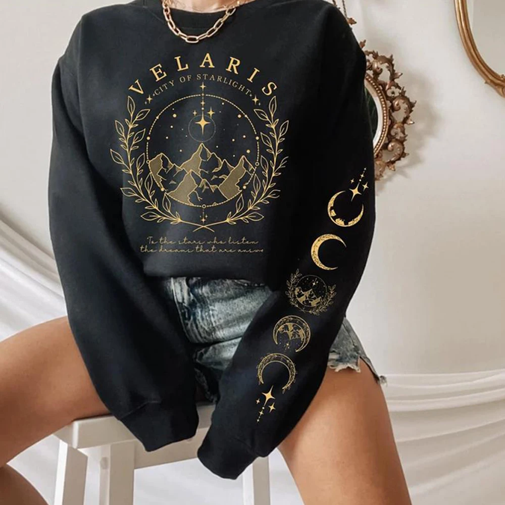 Свитшот Velaris с рукавом рубашка принтом ACOTAR Merch Сара J Maas свитер город звездного