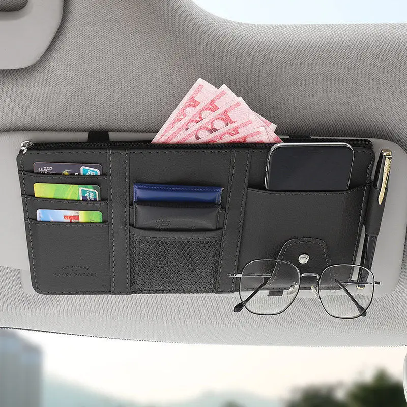 

Car Styling Visor Organizer Auto Sun Visor Storage Pouch Car Organizer Sunglasses Holder Card Organizer Ticket Pocket Pen Holder