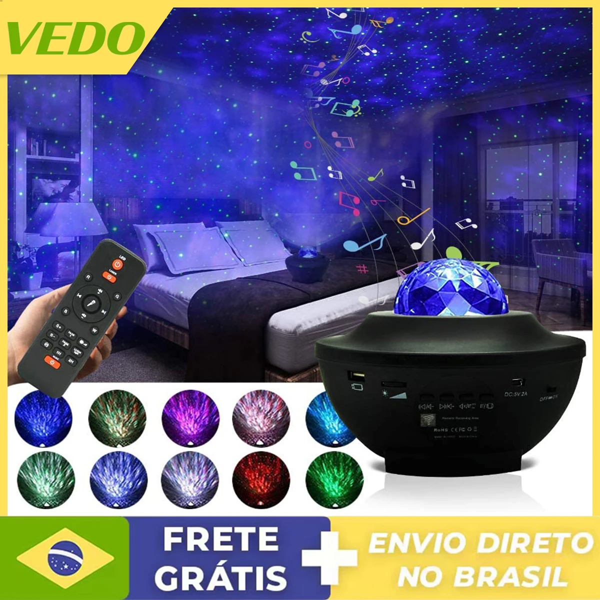 

LED Projector Star Night Light Built-in Bluetooth Speaker For Bedroom Decoration Children Gift