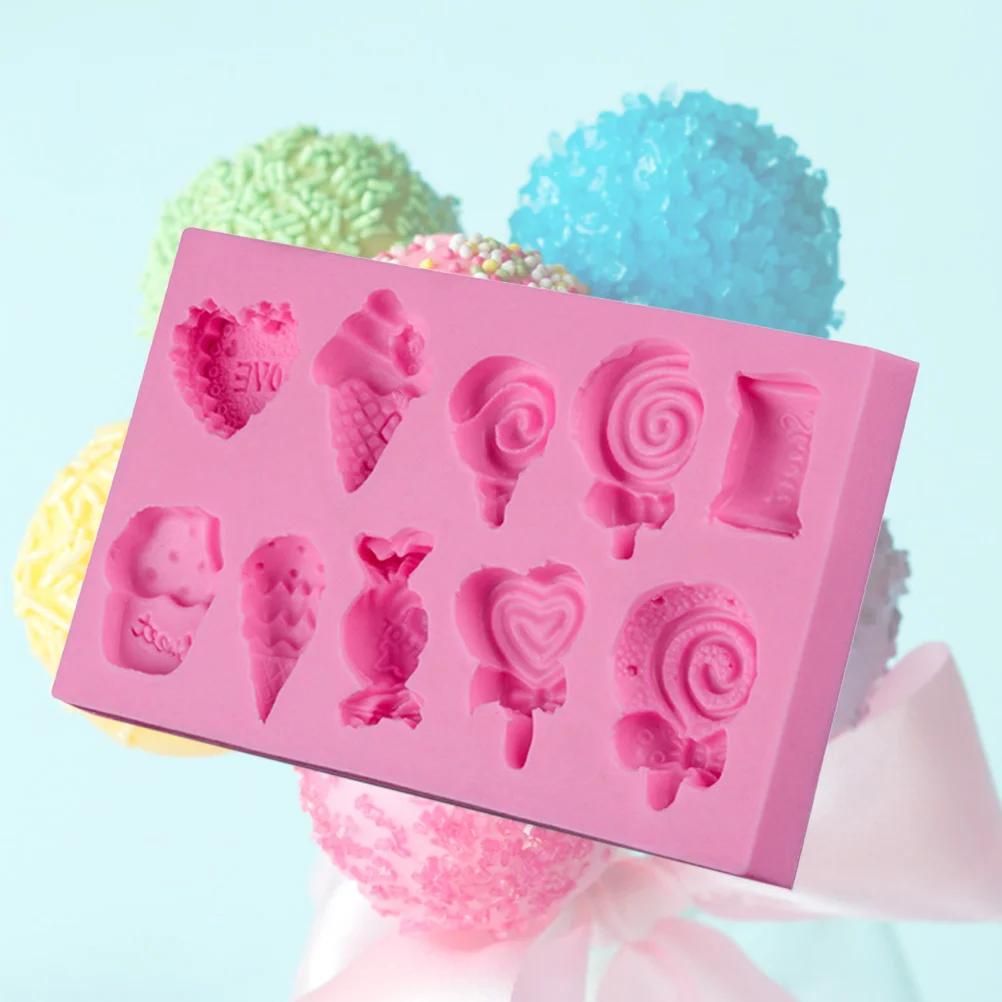 

Lollipop Ice Cream Candy Ice Love Heart Chocolate DIY Fondant Baking Cooking Cake Decorating Tools Silicone Mold