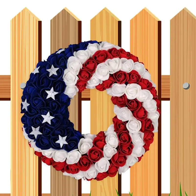 

Искусственные венки с американским флагом 4 июля, праздничный день независимости, День ветеранов 4 июля, декор для входной двери