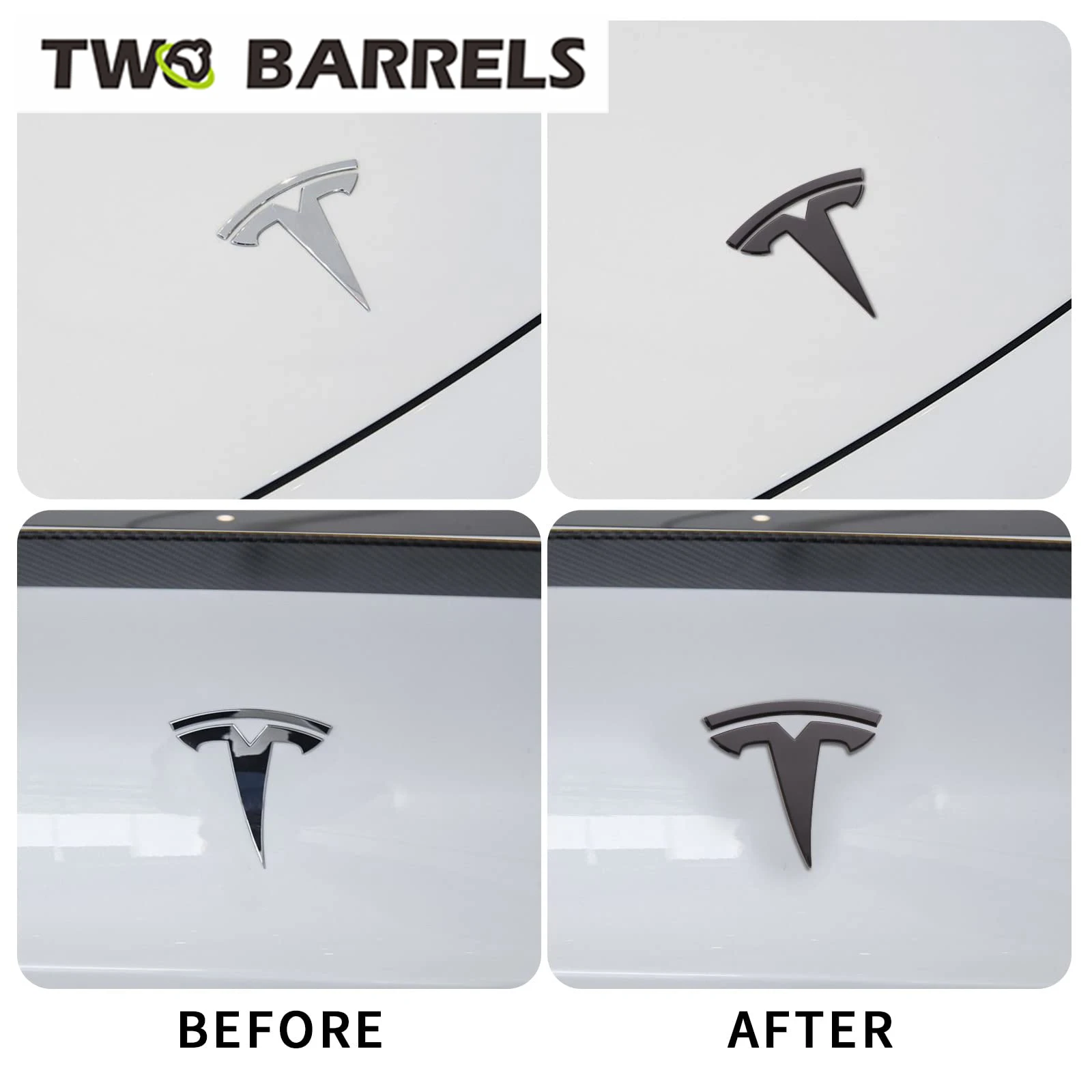 

Logo Stikers For Tesla Model Y 2022 2023 3Pcs Front Rear Trunk Styling Logo Emblem Matte Black Paste Car Accessories Twobarrels