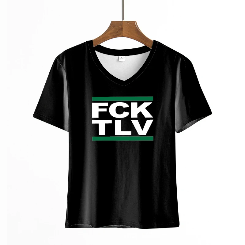 

2022 New Summer Fck Tlv T-Shirts Letter Print Streetwear Men Women Fashion Overiszed O-Neck T Shirt Hiphop Tees Tops Clothing