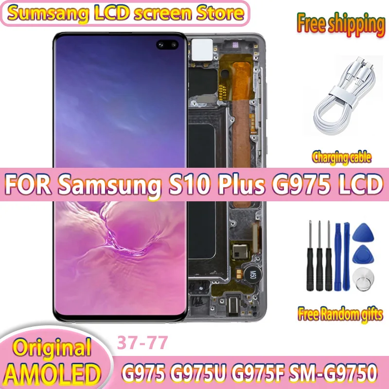 

Original S10+ AMOLED LCD For SAMSUNG Galaxy S10 Plus G975 SM-G9750 G975F LCD Display Touch Screen Digitizer Assembly With defect