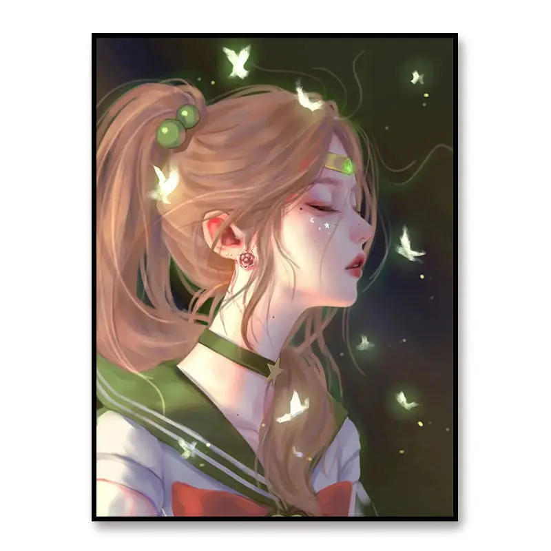 

Pretty Girl Warrior Female Cartoon DIY Diamond Full Bedroom Living Room Decorative Wall Paintings Anime Posters Sailor Moon