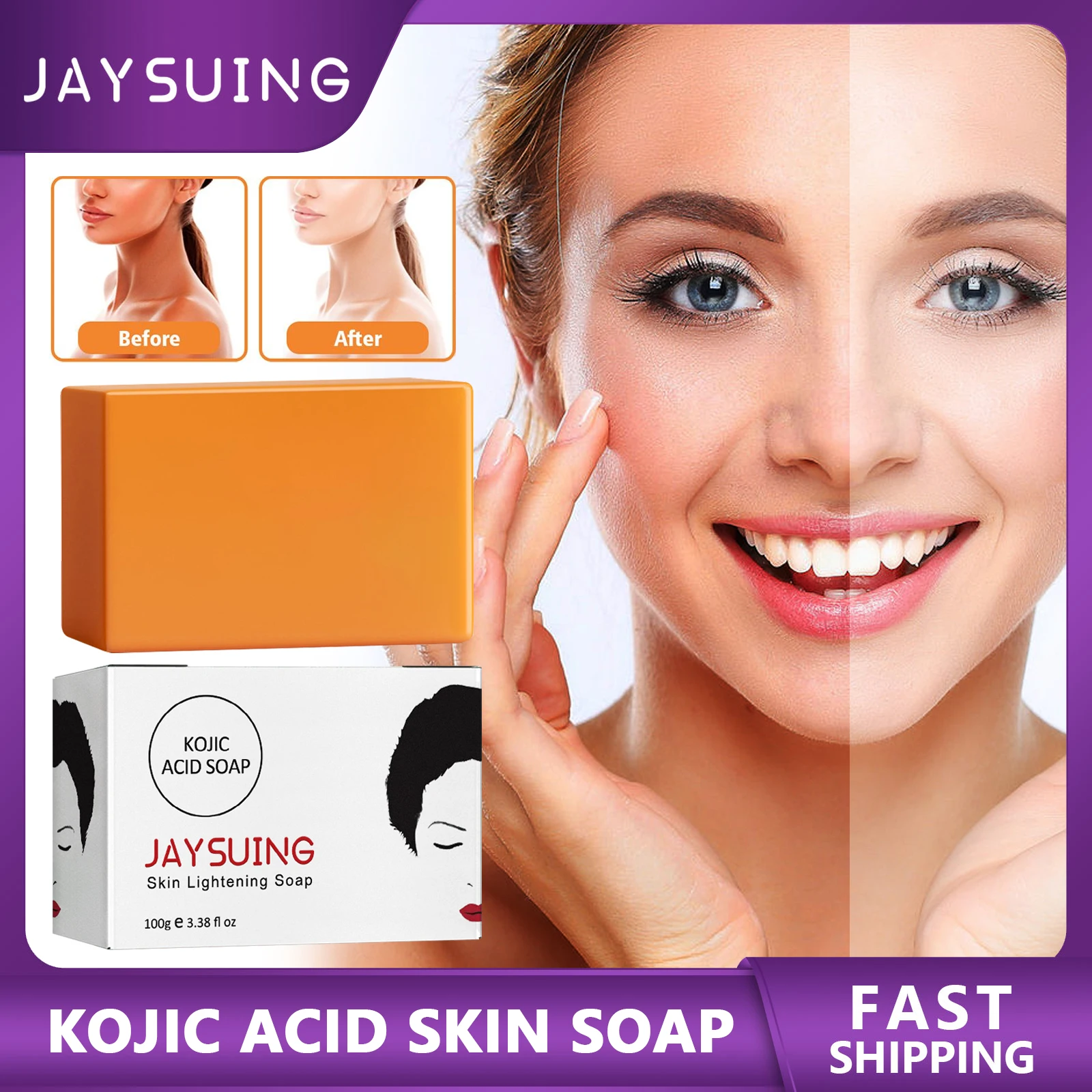 

Kojic Acid Skin Lightening Soap Handmade Whitening Soap Lighten Dark Spots Melanin Cleansing Bleaching Exfoliating Bath Soap