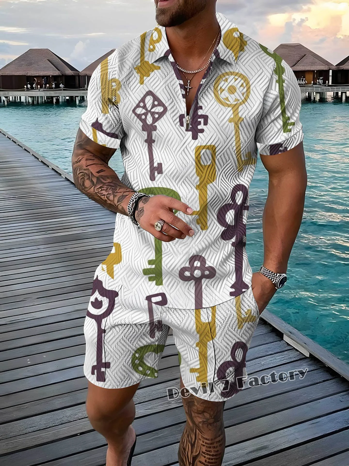 Men Polo Shirts Shorts Sets 2023 Fashion Street Tracksuit Summer New Men's Clothing 3D Printed Polo T-Shirt Short Sleeve Outfits