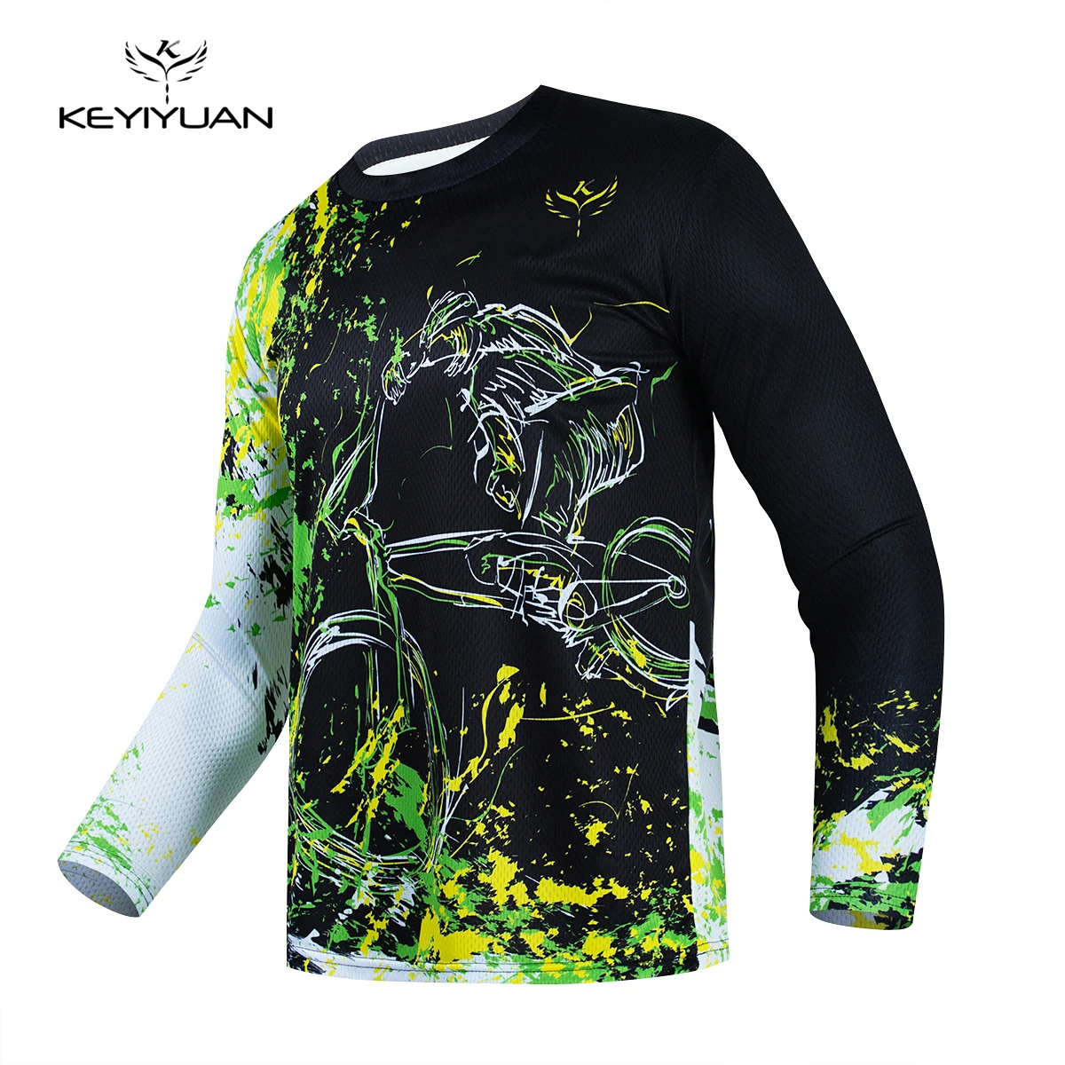 

KEYIYUAN Men's Summer Long-sleeved Cycling Suit Off-road Motorcycle Endurance Jersey Bicycle Speed Reduction Suit