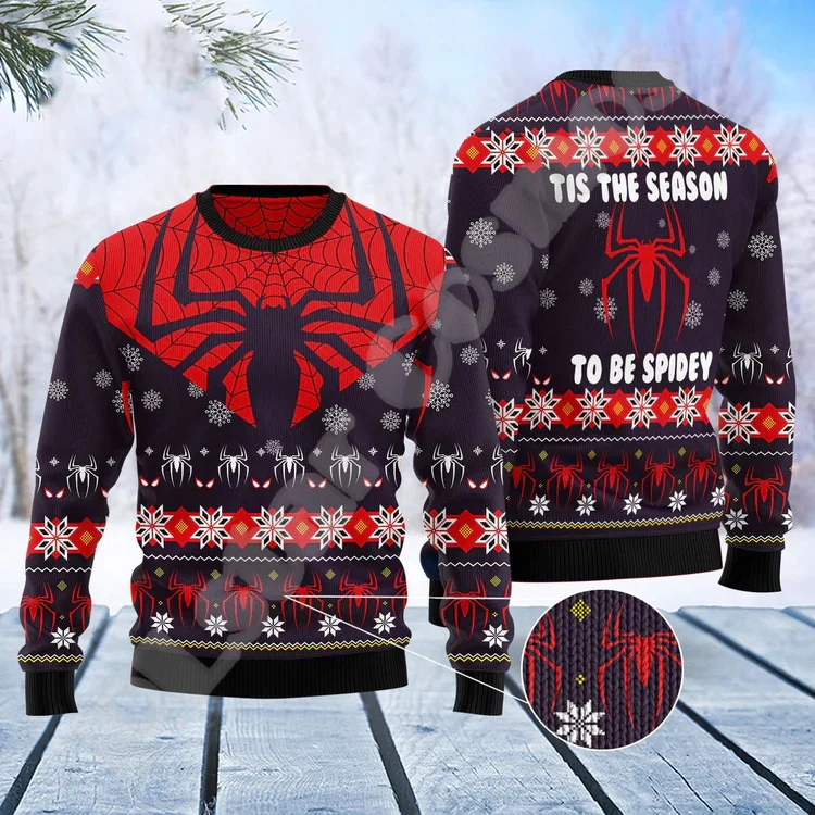 Рождественский вязаный свитер в стиле ретро с граффити и татуировками винтажные