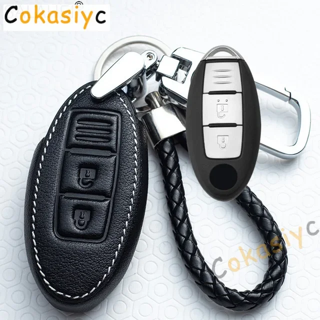 

Кожаный чехол для автомобильного ключа, чехол для Nissan Qashqai X-Trail T32 T31 Juke J10 J11 Tiida Pathfinder Cefiro Pulsar Note Kicks