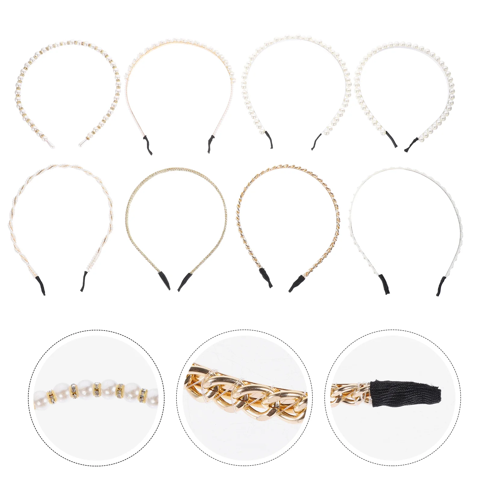 

8pcs Unique Pearl Hairbands Versatile Hair Hoops Stylish Headdress