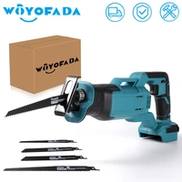portable electric reciprocating saw cutting brushless saw power tools with 4pcs saw blades for makita 18v battery no battery