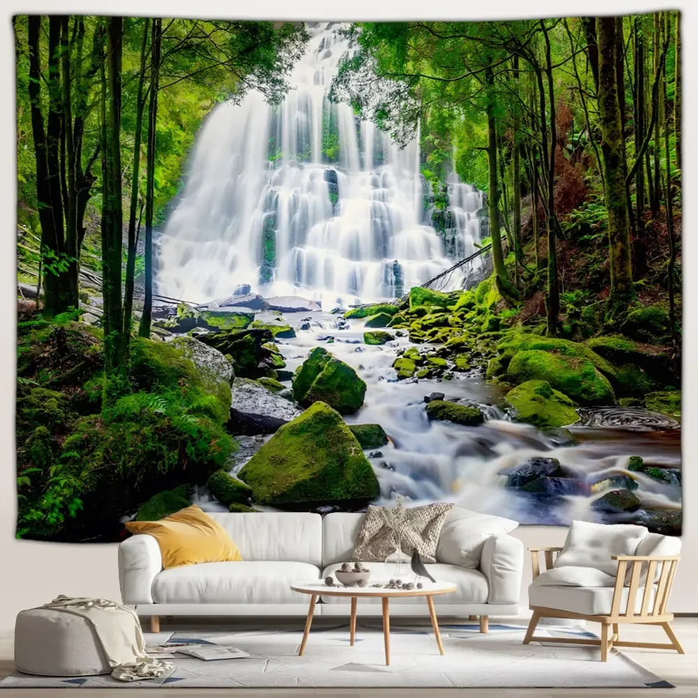 Внешний искусственный пейзаж лесной водопад коричневое окно природный ландшафт