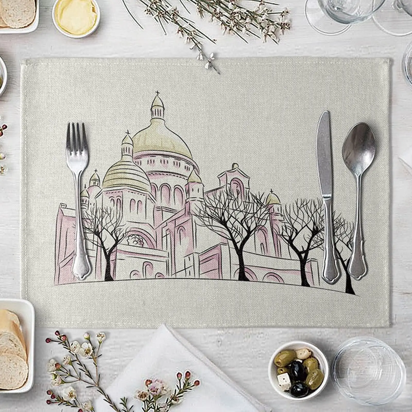 

Настройки стола для обеденного стола, декоративные коврики для стола, красочные настройки стола из хлопка и льна для обеденного стола