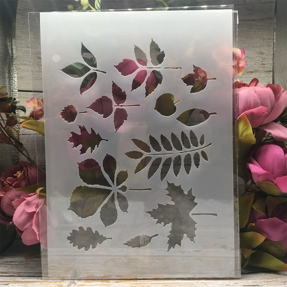 

A4 29cm Kinds of Leaves DIY Layering Stencils Wall Painting Scrapbook Coloring Embossing Album Decorative Template