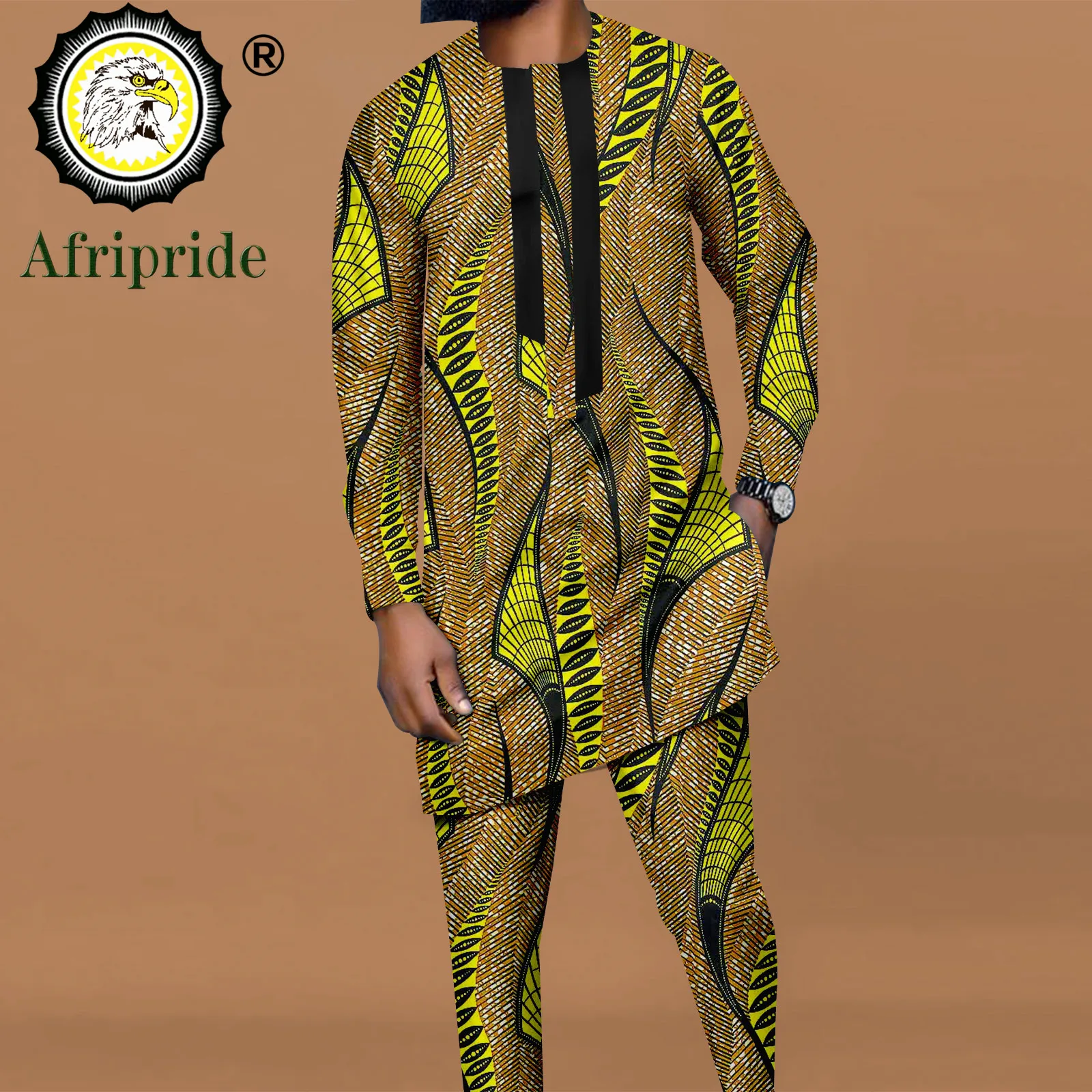 African Men Traditional Clothing Set Full Sleeve Print Shirts and Pants African Suit Tribal Tracksuit Dashiki Outfits A2216096