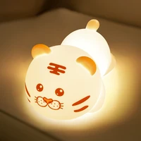 creative tiger night lights remote control colorful silicone lamp cute student bedroom bedside lamp sleep light clap lights b