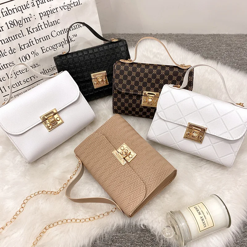 Ladies hand bags Foreign trade bag Women's chain crossbody bag 2023 Simple and fashionable portable small square bag