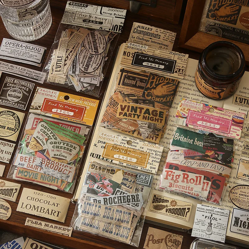 

Vintage English Phrases Modern Newspaper Decorative Sticker Scrapbooking Label Diary Sticker Stationery Album Journal Planner