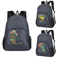 portable foldable backpack folding ultralight outdoor sports camping hiking daypack for men women golden flower letter pattern