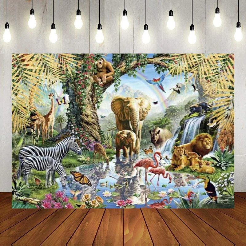 

Adventure Woodland Creatures Theme Forest Animals Photography Backdrop Happy Birthday Party Background Banner Decor Baby Shower