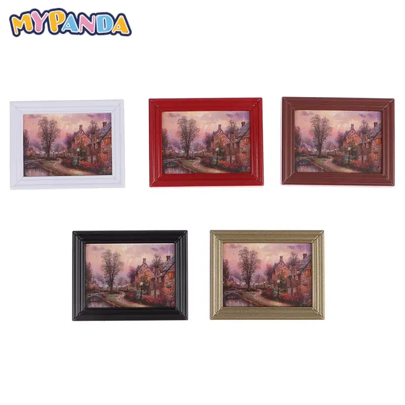 

1pc 1:12 Dollhouse Oil Painting Model Dollhouse Frame Wall Picture Doll House Home Photos Decoration Accessories